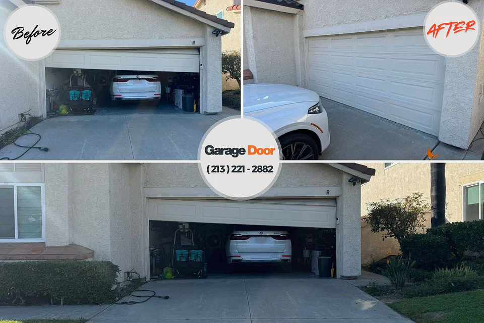 Before and after: garage door repair Linthicum, MD